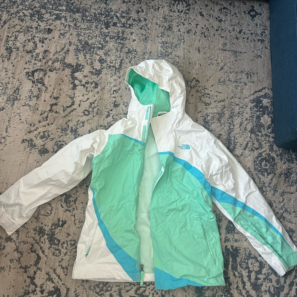 The North Face Mint Green and White Jacket